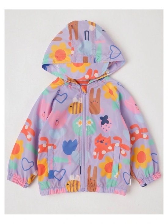Jack & Milly Other - Jack & Milly Comet Fold Away Rain Coat with Happy Place Print in Lavender NWT